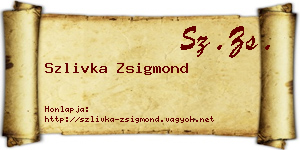 Szlivka Zsigmond névjegykártya